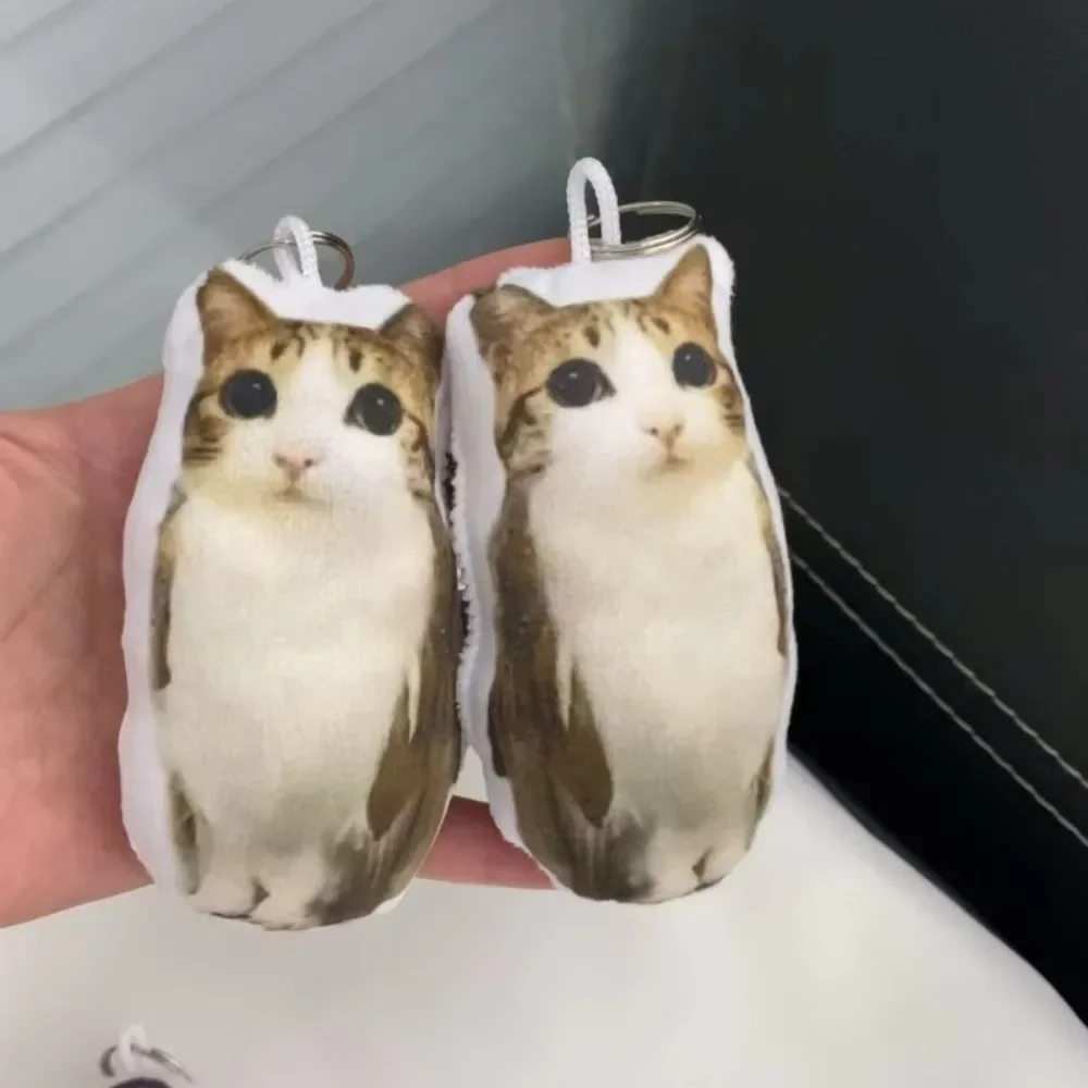 1/5Pcs Funny Cat Voice Keychain Squeeze Sound Bag Pendant Charm Gift Cute Meowl Fidget Hangings Soft Stuffed Animal Key Ring