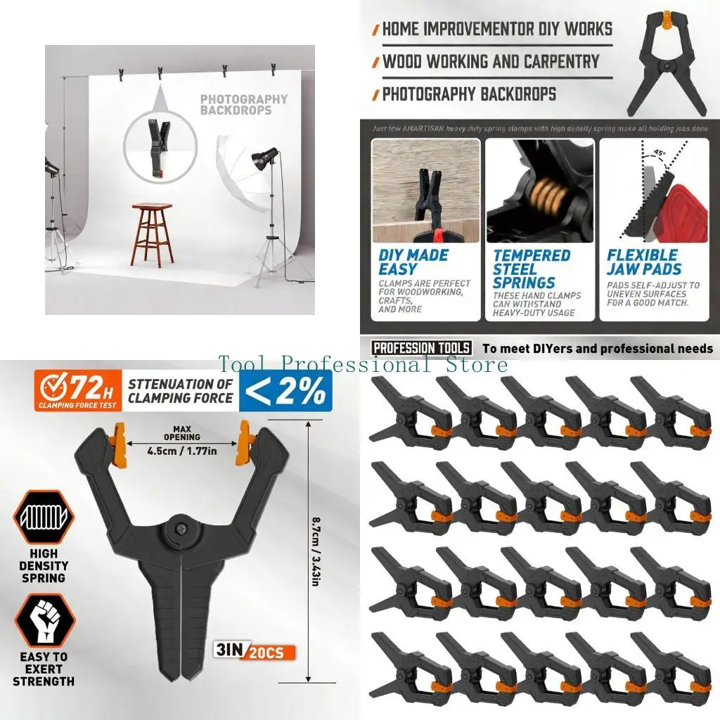 57QF 20pcs Plastic Fixing Middle Frame Bracket Clamping Pliers Plastic Spring Clamps Model Making Bonding Grip Toggle Clamps
