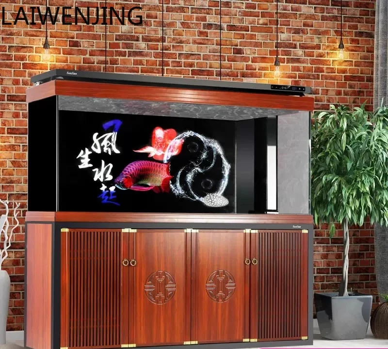 

HLZ large arowana tank ultra-white aquarium water-free living room floor household porch partition fish tank