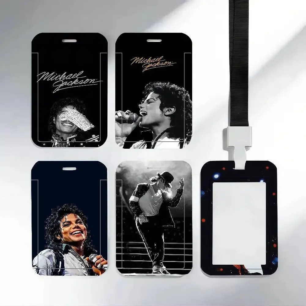 Singer M-Michael J-Jackson ID Badge Holder Neck Strap Pendant Door Card Holders Lanyards Credential Holder, Durable PVC Material