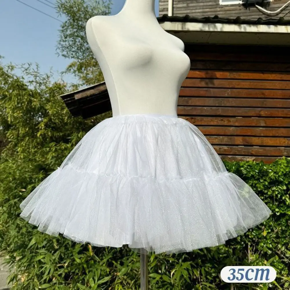 Boneless Design Lolita Petticoat 30/35/40/45cm Soft Mesh Crinoline Underskirt Ruffled White Color Tutu Puffy Skirt Maid Dress image 4