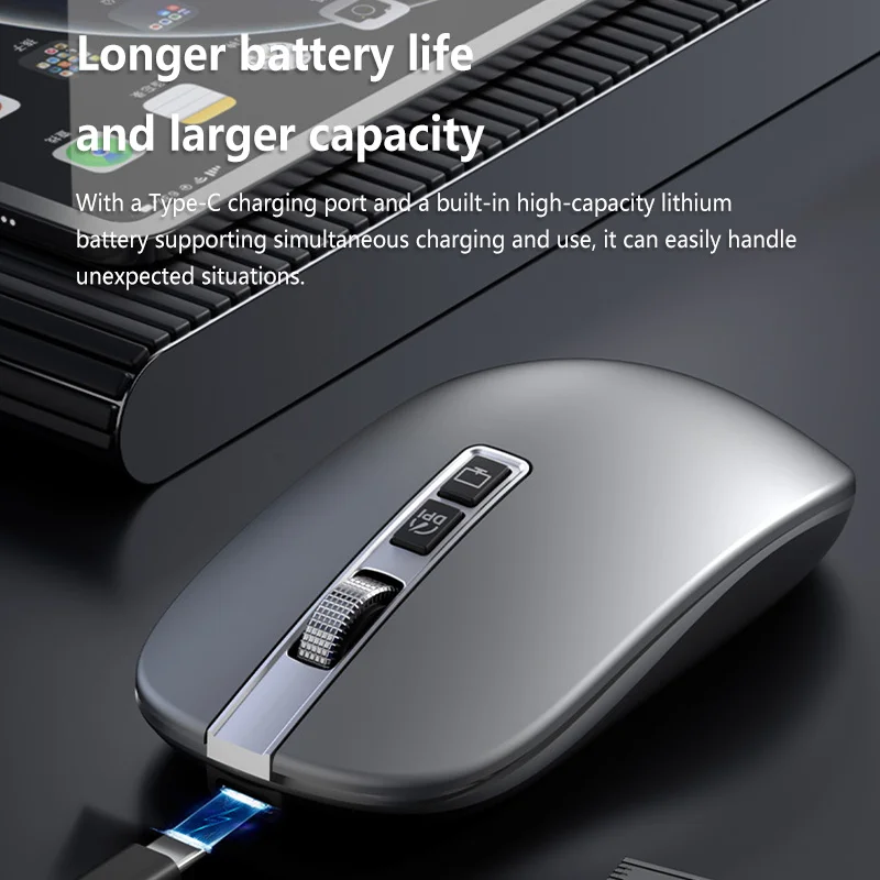 Lenovo Wireless Mouse Ultra Slim Silent Rechargeable 2.4G Bluetooth Portable Optical Mouse for Laptop PC Office Computer
