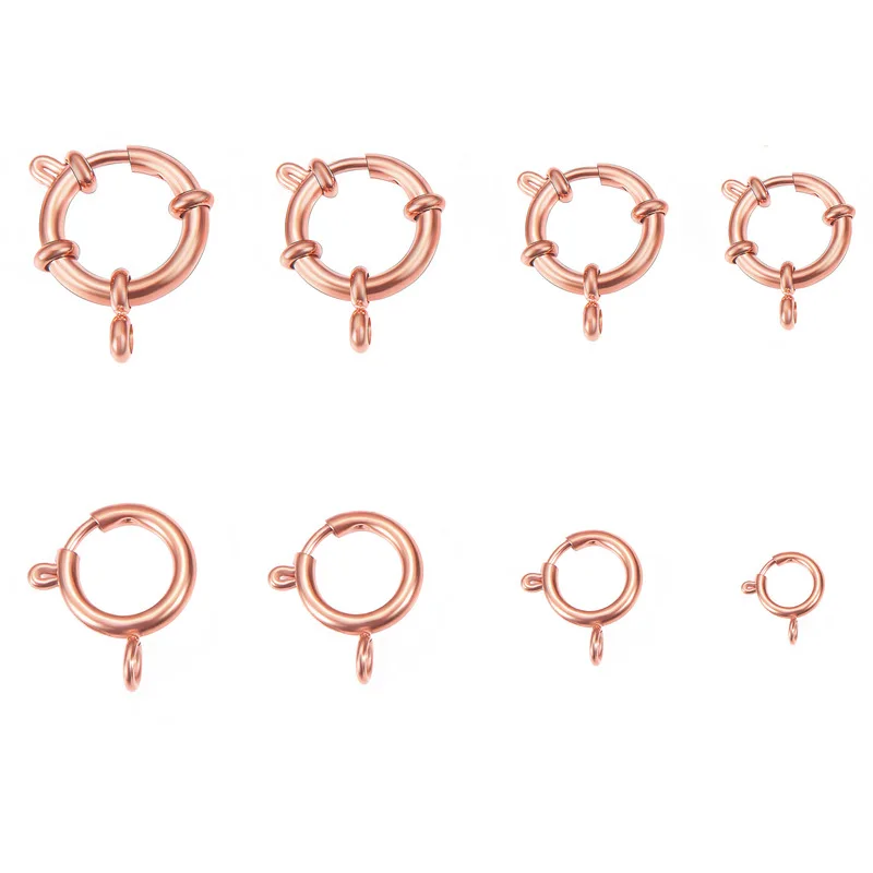 4pcs 316L Stainless Steel Round Spring Clasps Gold Color Hooks for Bracelet Clavicle Necklace Clasp Connector Jewelry Making DIY