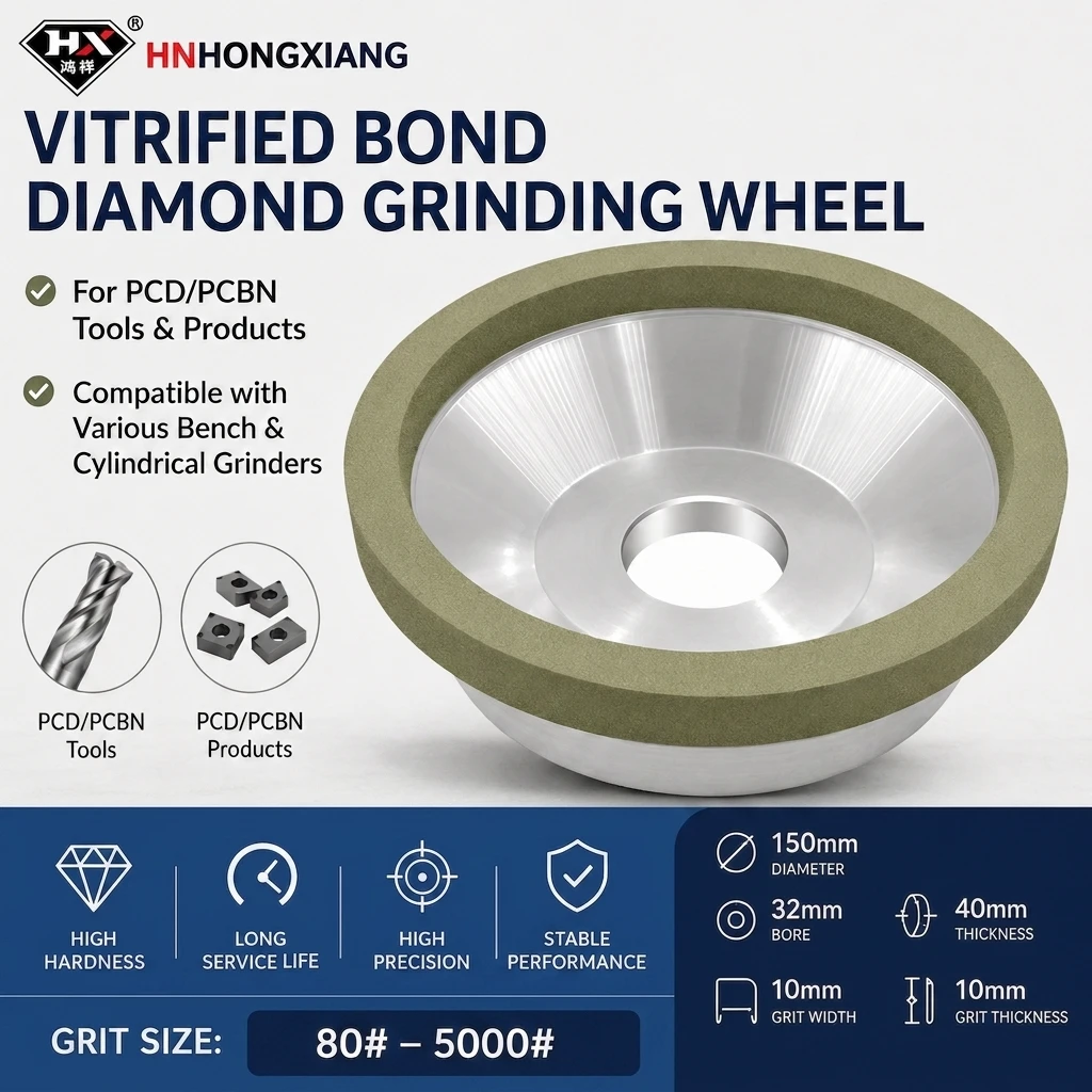 Vitrified Bond Diamond Grinding Wheel Bowl Type 150mm Grinding PCD PCBN Tool Steel Diamond Knife PCD-Polieren
