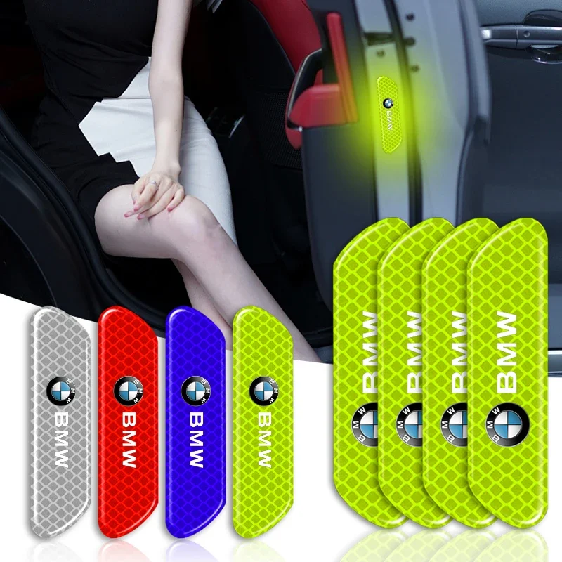 4PCS Car Door Sticker Safety Warning Reflective Mark For BMW M M1 M2 X1 X3 X5 X6 X7 M3 M4 M5 M6 E46 E39 E53 F30 E60 E87 E36 E30