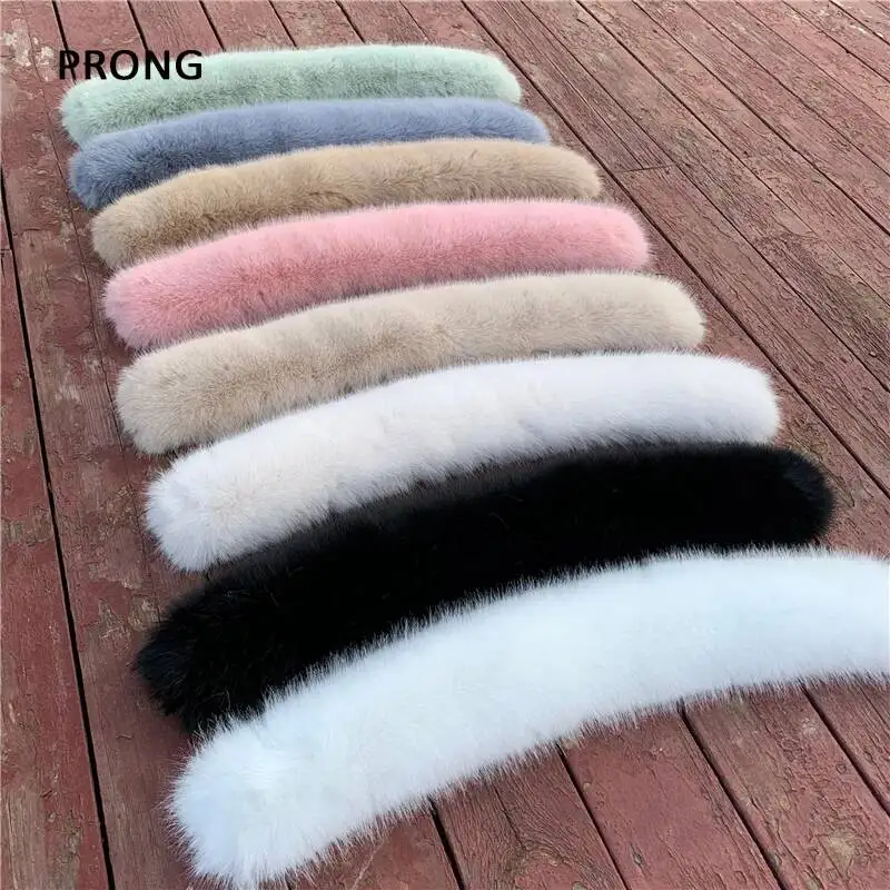 Winter Coat Fur Collar Faux Fur Trim Hoodie Fur For Hood Collar Decor Fake Fur Scarf Women Furry Scarves Shawl Detchable DIY view 2
