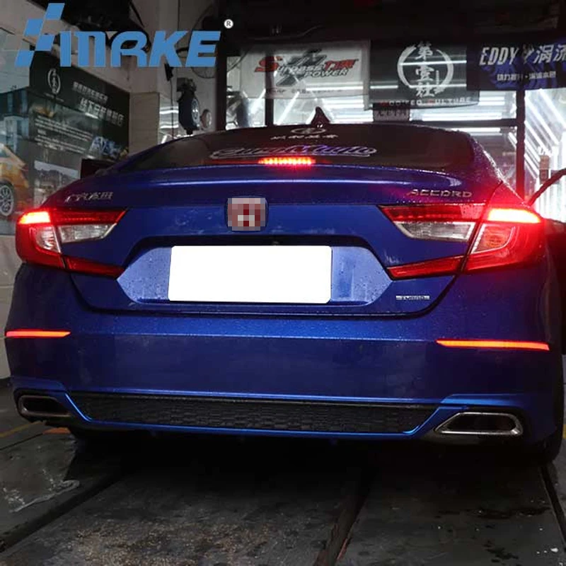 

LED Reflector Rear Bumper Tail Light for Honda Accord 2018 2019 2020 Brake Lamp w/ Dynamic Turn Signal Alphabet Style Smoke Lens