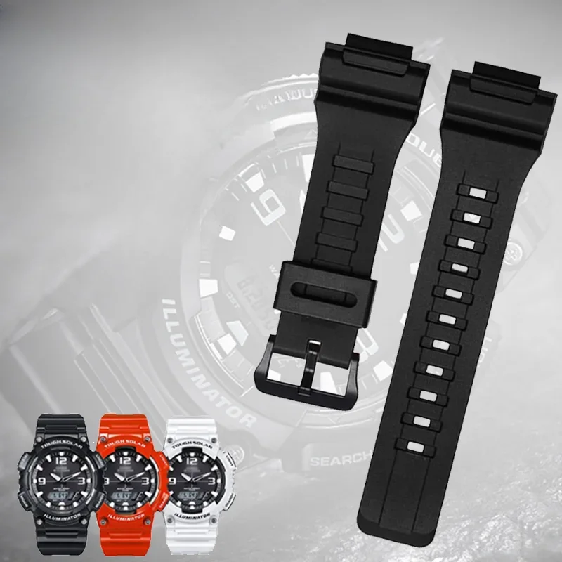 For Casio SGW-300H/500H/400H Men's F-180WH Watch Band Resin Sports Square Hole 18 Rubber Silicone Convex Watches Accessories