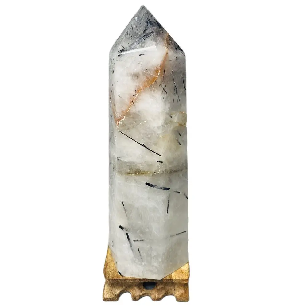 

200mm Natural Gemstone Black Tourmaline Quartz Obelisk Tower Gems and Crystals Healing Rainbow Crystals Home Spirit Decor Gifts