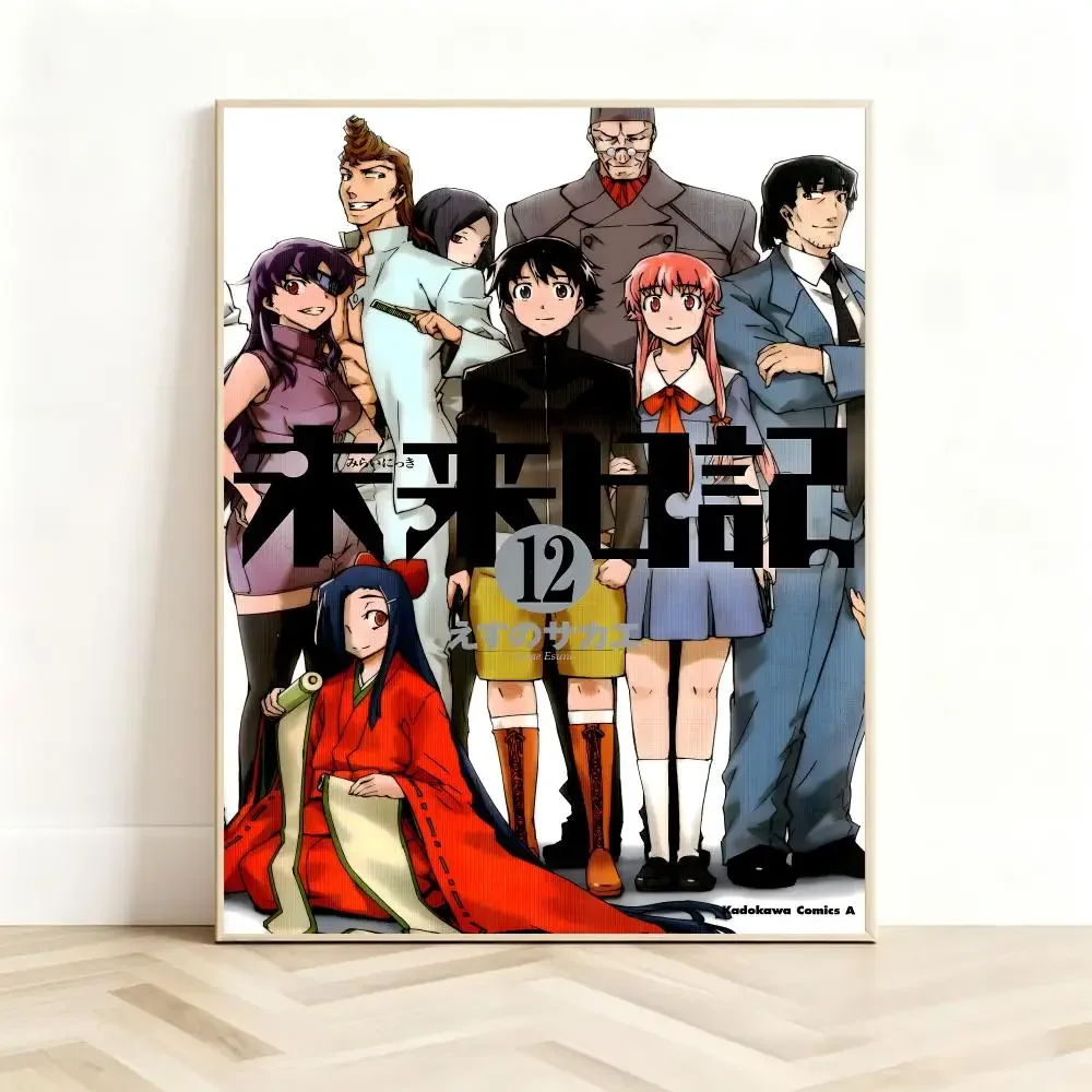 Thrilling Anime F‑Future Diary Poster Classic Self-Adhesive PP Wall Sticker for Living Room Bar Decor Gift
