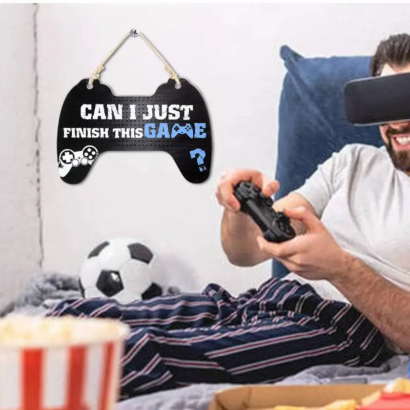 Boys Gamer Room Decor Can I Just Finish This Game Funny Wall Decor Kids Game Room Accessories Novelty Game Controller Shaped