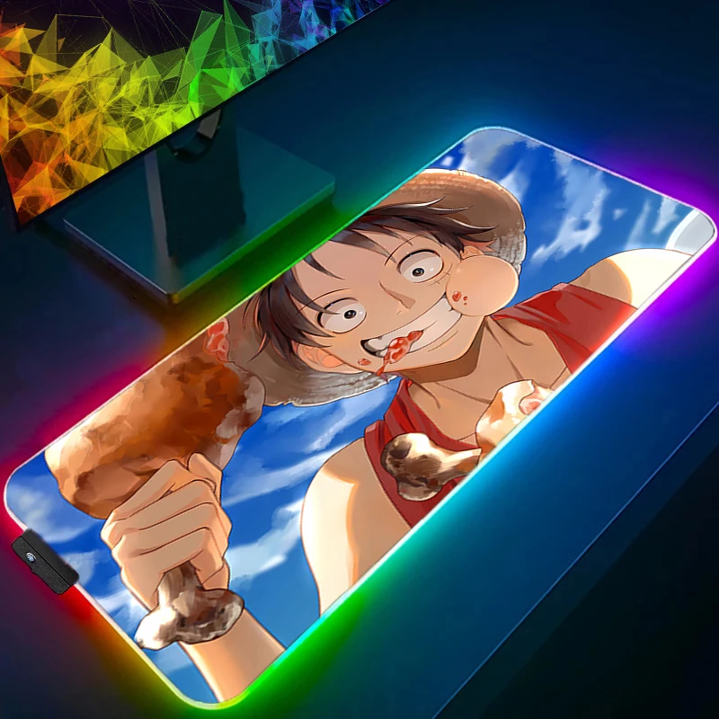

RGB Mouse Pad one piece luffy 90x40cm Lockedge Backlight Gaming Accessories Computer Gamer Keyboard LED Mouse Mat Desk Mousepad