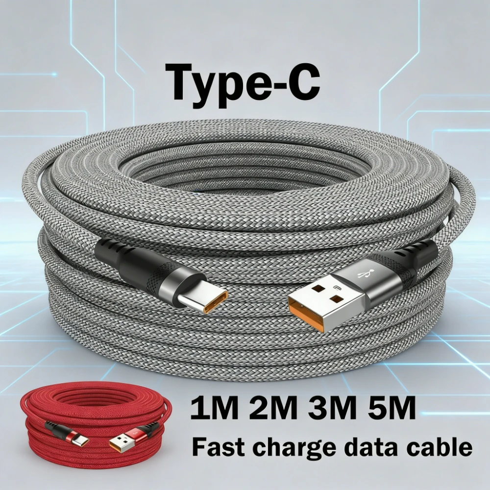 6A USB to Type C Super Fast Charging Cable USB to Type C Extension Mobile Phone Cable Cord For iPhone Xiaomi 15 Samsung Oneplus