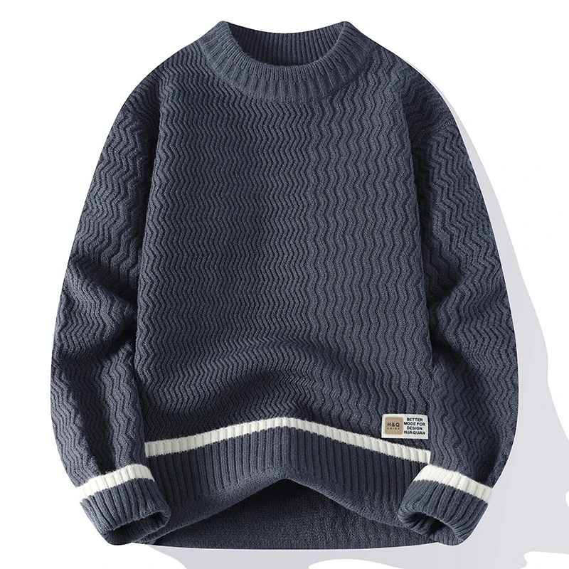 

Men's Autumn Winter Long Sleeves Knit Sweater Round Neck Jacquard Keep Warm High Quality Pullover Leisure Fashion Men's Clothing