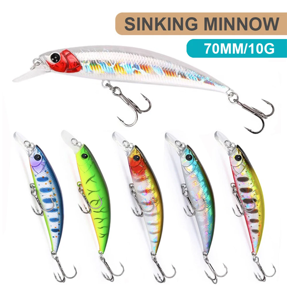 7cm 10g Fishing Lure Minnow Wobbler Long Casting Sinking Artificial Hard Bait Jerkbait Small Size Stream Bait For Trout Bass