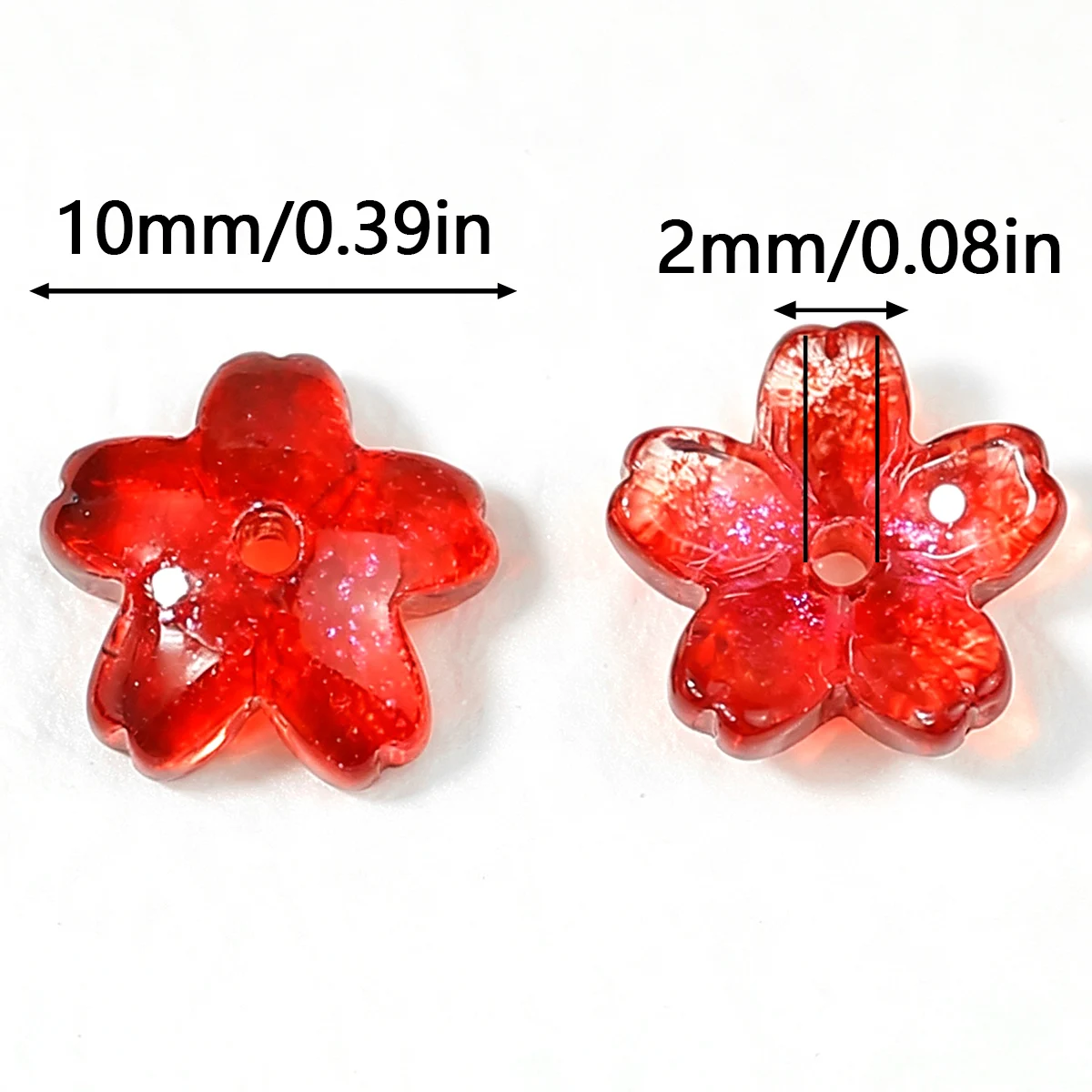 10mm 50/100/150Pcs AB Red Cherry Blossoms Loose Beads for Making DIY Bracelets Necklaces Keychains Various Jewelry Accessories