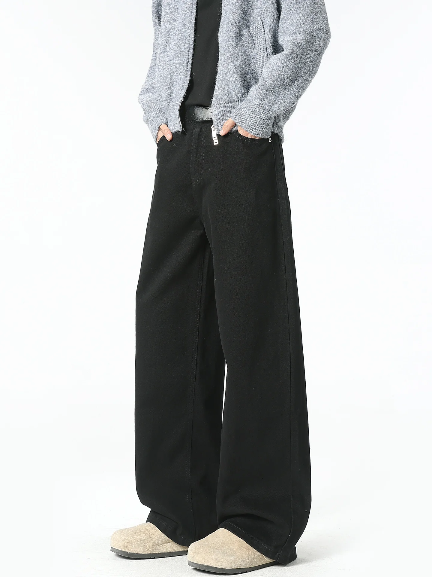 

Мужские прямые джинсы из чистого хлопка Thiened, повседневные свободные брюки, осенне-зимние джинсовые брюки с водной талией, американские длинные брюки...