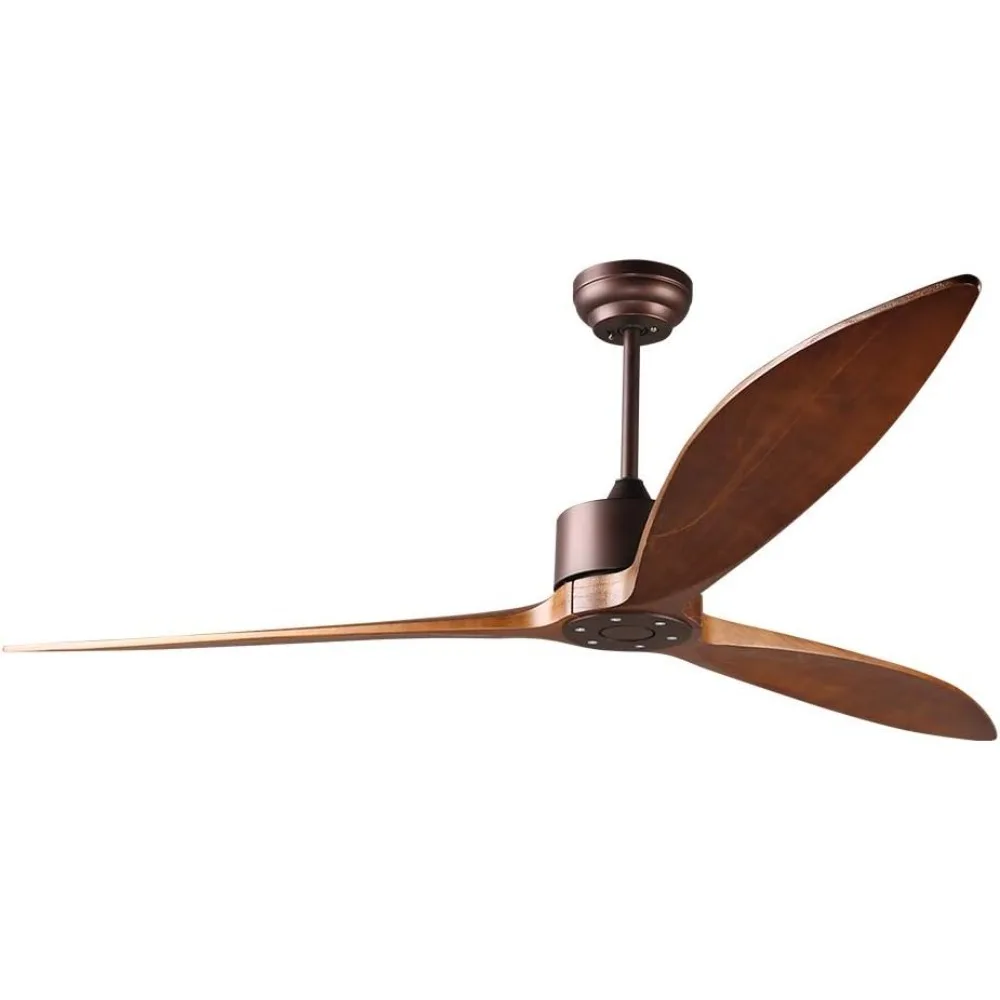 Indoor outdoor modern ceiling fan with 3 wood chips for living room, bedroom, courtyard, garage, oil rubbed bronze