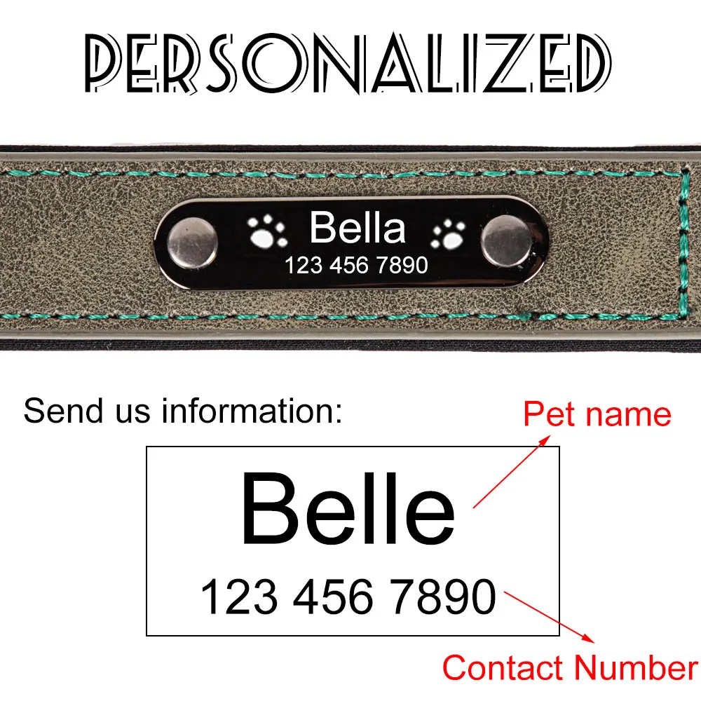 Customized Dog Collars for Small Dogs Puppy Personalized Engrave Name Number Comfortable PU Leather Dog Collars Dog Accessories