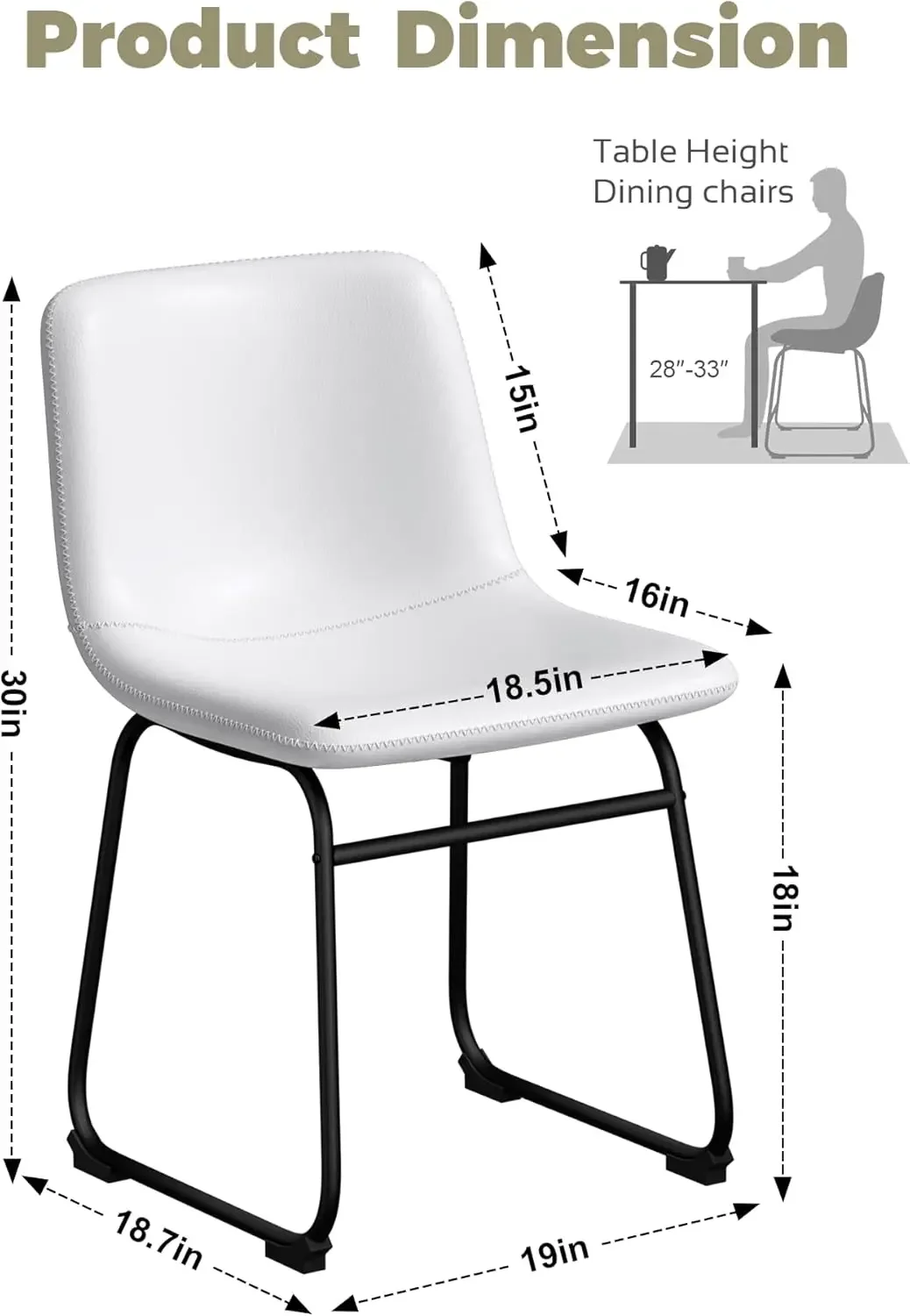 مجموعة من 4 كراسي مطبخ من الجلد الصناعي مع أرجل معدنية لتناول الطعام واستخدام البيسترو #2