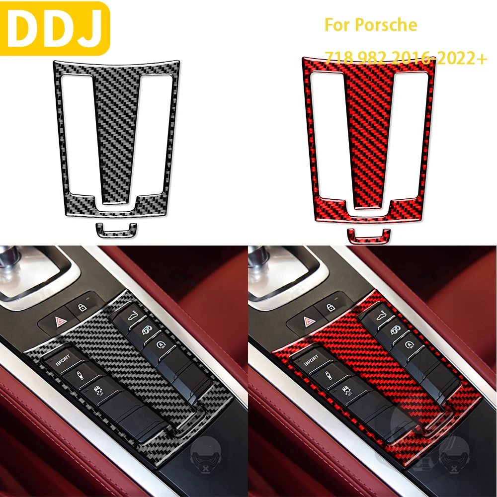 Dla Porsche Boxster Cayman 718 982 2016-2022 samochód zmienna regulacja prędkości Panel naklejka akcesoria do wnętrza samochodu z włókna węglowego