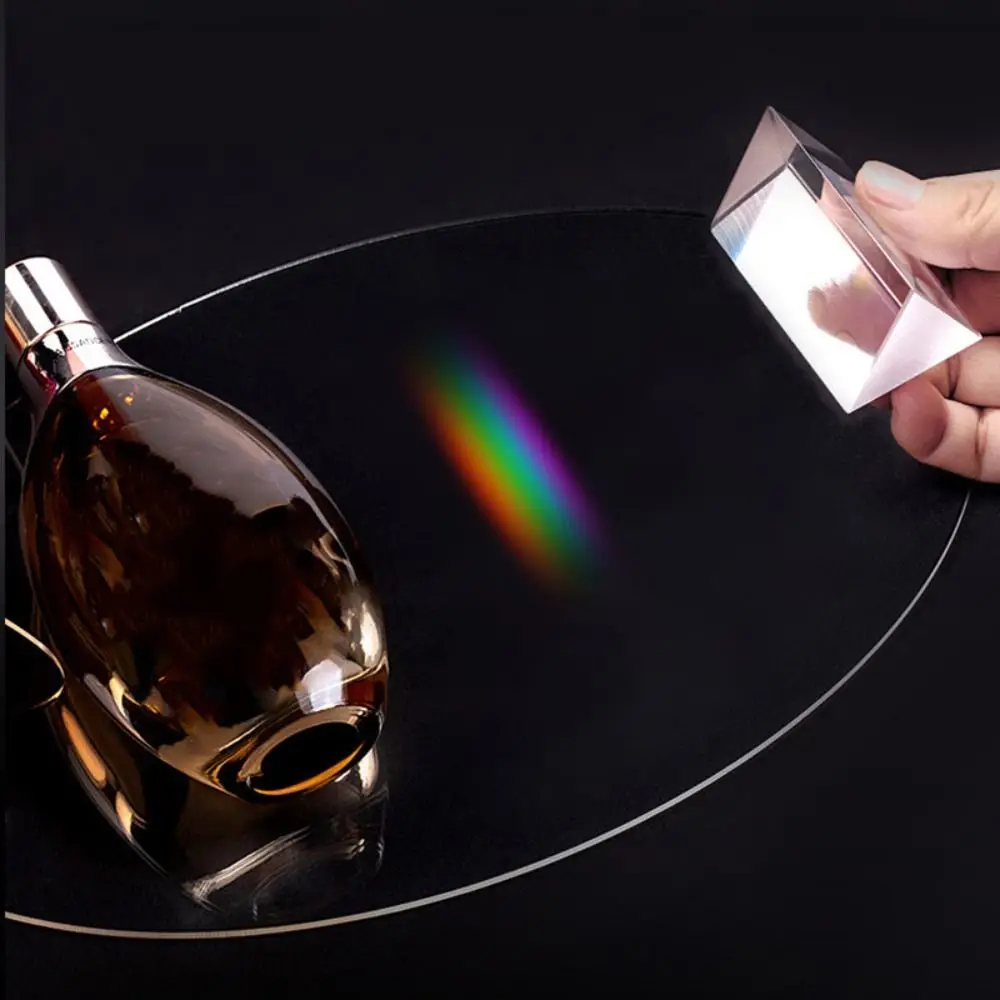 Prisma de óptica física de cristal, seis cores, design de prisma, arco-íris, prisma triangular, vidro óptico, sete cores, estudantes