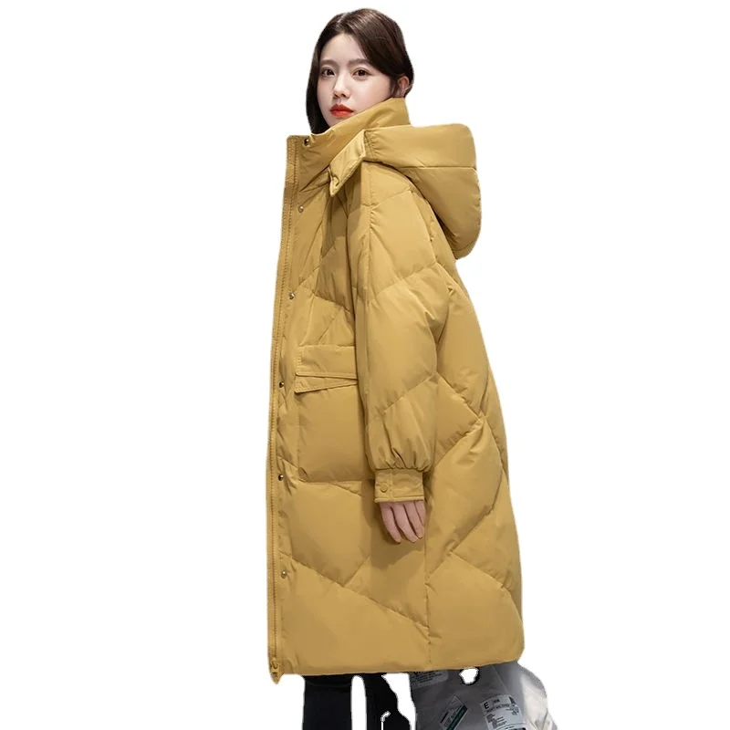 Abrigo largo con capucha para mujer, parka gruesa, cálida, a prueba de viento, ropa de nieve, informal, holgada, acolchada, invierno, 2023