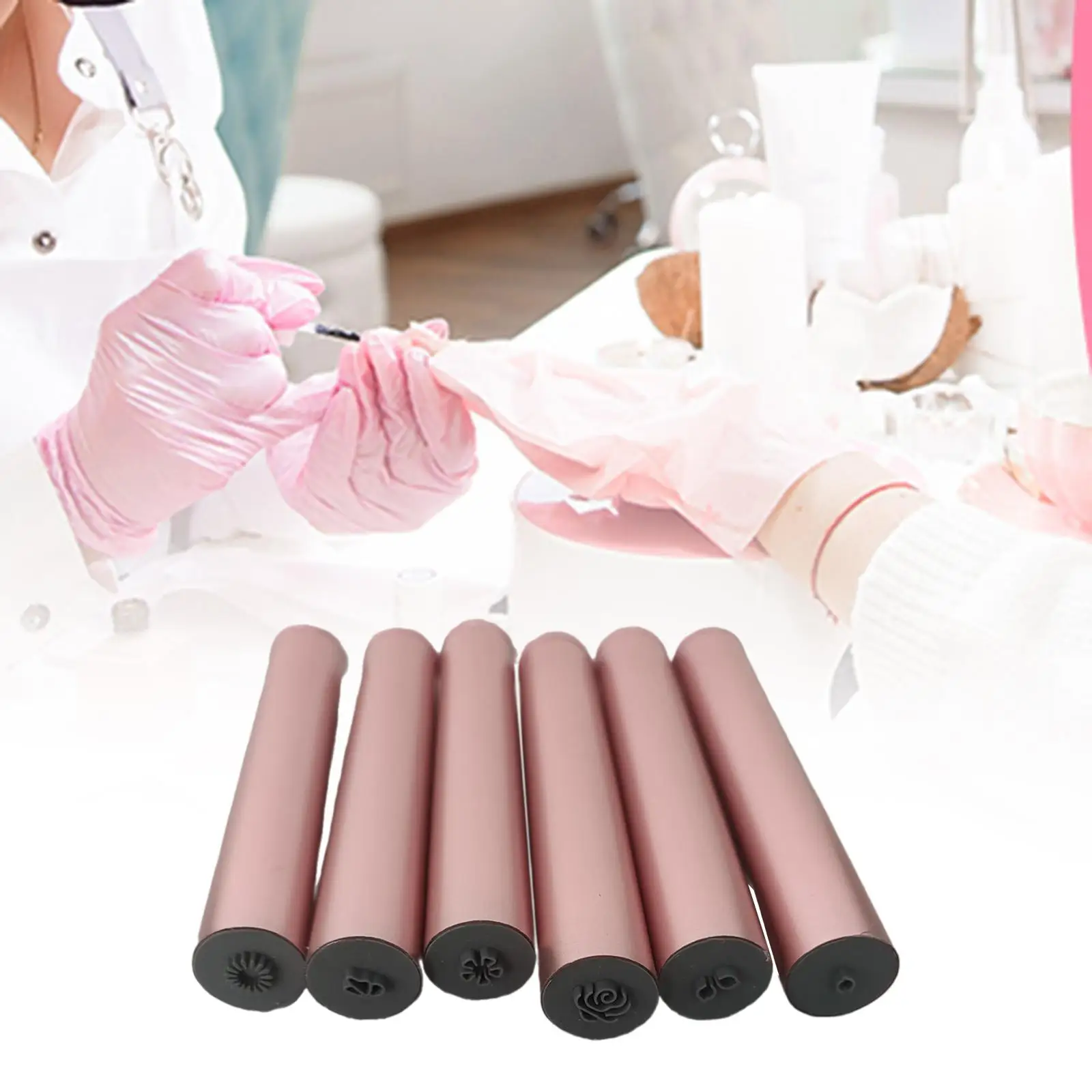 6 قطع من أقلام ختم فن الأظافر بأنماط مختلفة، مجموعة أدوات ختم فن الأظافر