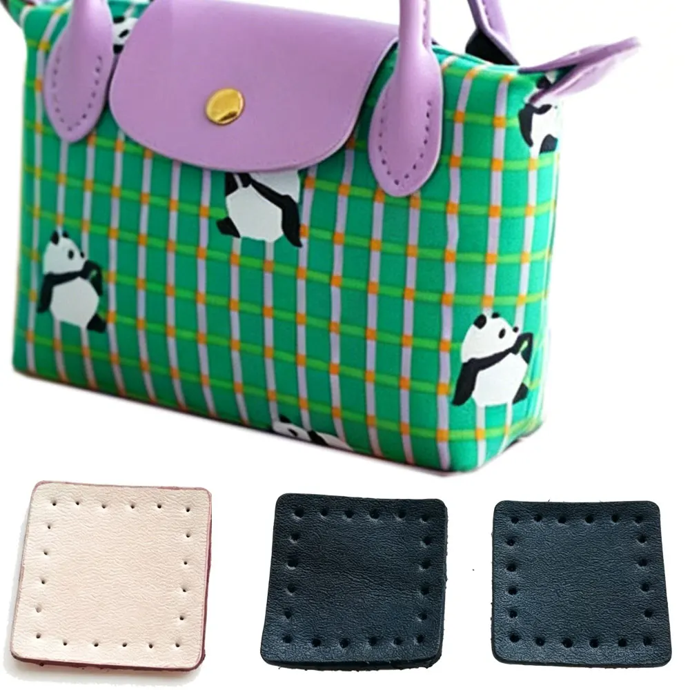 2PCS 2.8*2.8cm Genuine Leather Square Zipper Tail Hand Accessory DIY Luggage Leather Parts Zipper Decorative Tail Piece