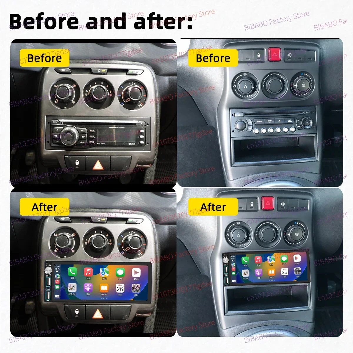 Carplay 1 Din Radio Android Car Multimedia for Citroen C3 Picasso Tendance 2009-2017 6.86