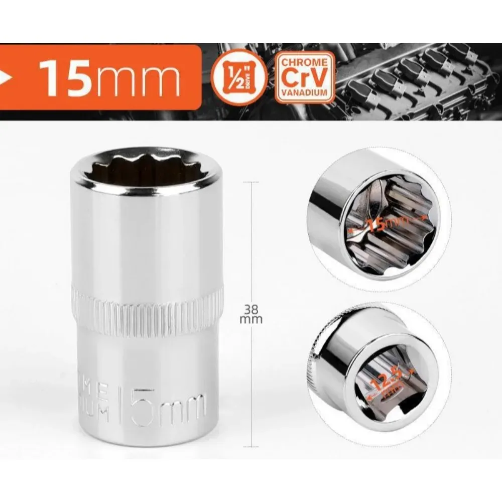 1/2 inch ratelratel sleutel 8-32mm, 12-punts korte dop, 12-tands dopset voor auto reparatie handgereedschap