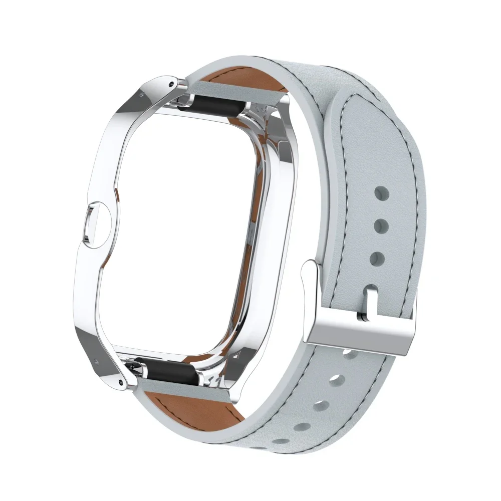 Leather suitable for Redmi watch 4 strap, high-quality Leather strap, metal protection case for Redmi Watch 4 replacement strap