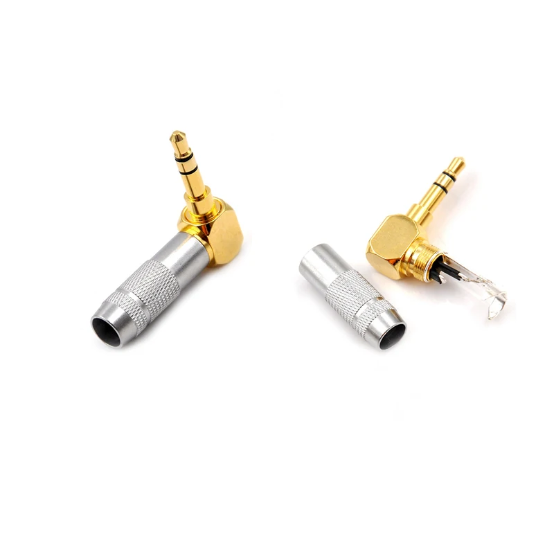 90 stopni pozłacane miedzi 3.5mm 3 polak słuchawki Stereo wtyczka Mini gniazdo Audio drut lutowniczy złącze Adapter słuchawkowy