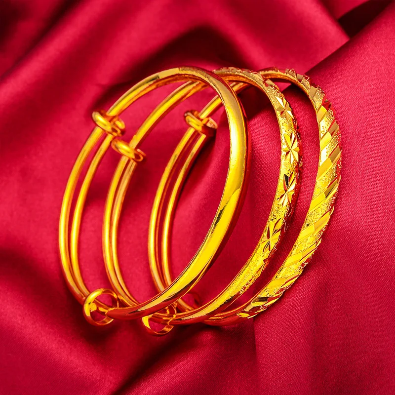 

Starry Sky Push-Pull Round Bracelet for Women, 24K Gold, AU999 | Matte gold with starburst texture, subtle glamour for work.