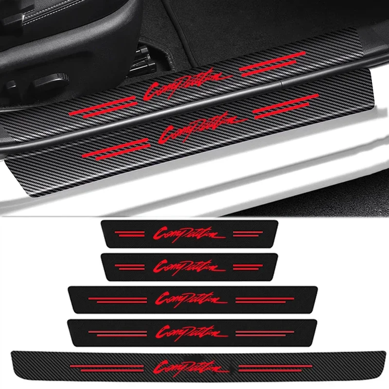 Car Door Threshold Stickers Carbon Fiber Protective Strip Auto Sill Anti Scratch Dirty Tape Film for Competition Logo