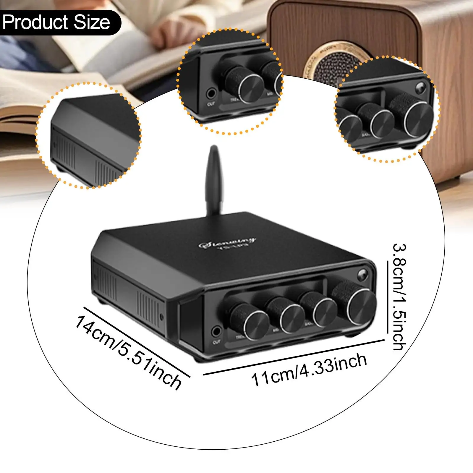 Power Amplifier Hi-fi 2.0 50wx2 Class D Two Channel Mini Stereo Amplifier for Bookshelf System Speaker Desktop