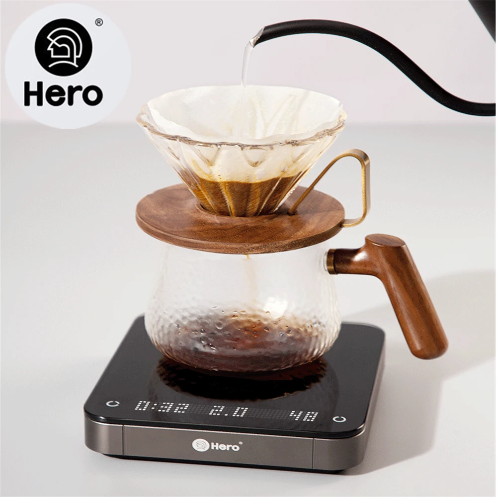 

Hero Coffee Electronic Scales Pour Coffee Electronic Drip Coffees Scale With Timer 2KG/0.1g LED Smart Kitchen Scale USB Charging