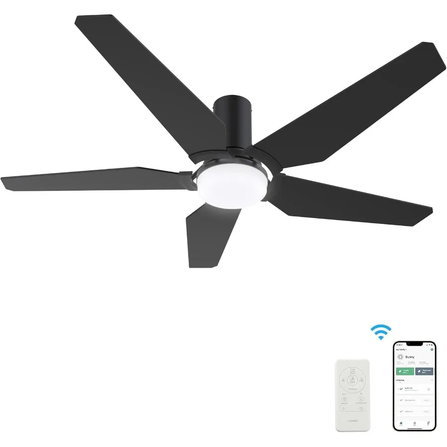 مروحة سقف ذكية مقاس 52 بوصة في الهواء الطلق مع أضواء قابلة للتعتيم وجهاز تحكم عن بعد تتميز بتطبيق Wi-Fi Connectivity Voice Co #1