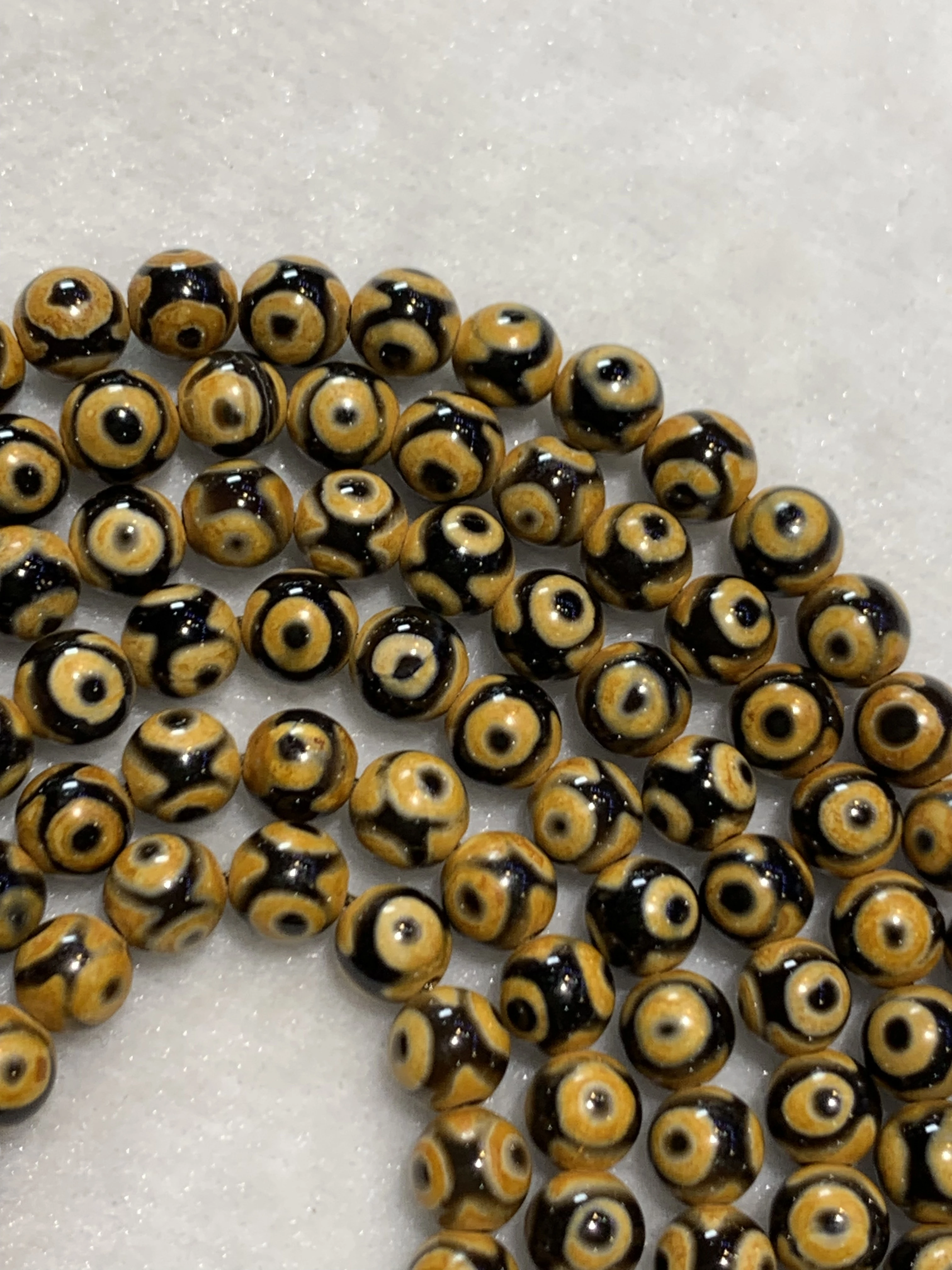 100pcs/lot Natural Tibet three-eye agate Dzi small round beads black gold vintage 4mm diy bracelets loose beads wholesale taki