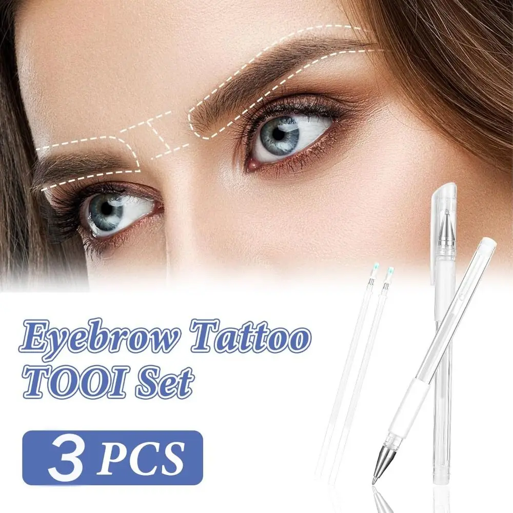 1 Pc with 2 Replacement Refills Brow Mapping Pen Waterproof Sweatproof Microblading Eyebrow Marker Pens Skin Marker