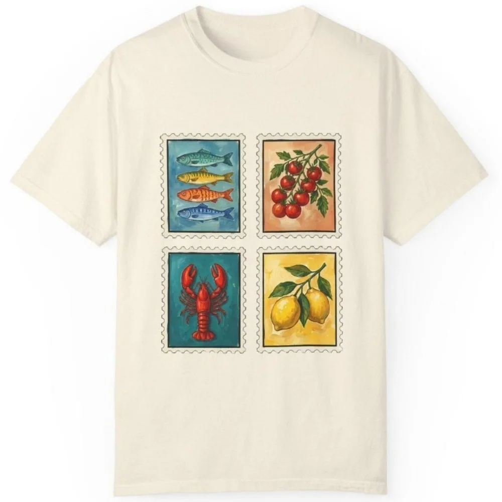 Summer Lobster Fish Lemon Tomato Shirt Trendy Claw Tee Funny Lobster Tshirt Beach Top Coast Trip Tomato Girl Summer