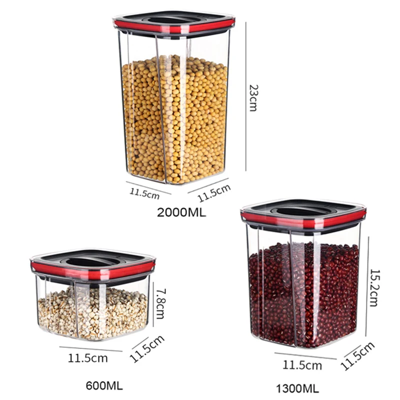 Plastic Storage Container For Kitchen Convenience Food Storage Box Organizer Jars With Lid Jars for Bulk Cereals Spices Boxes