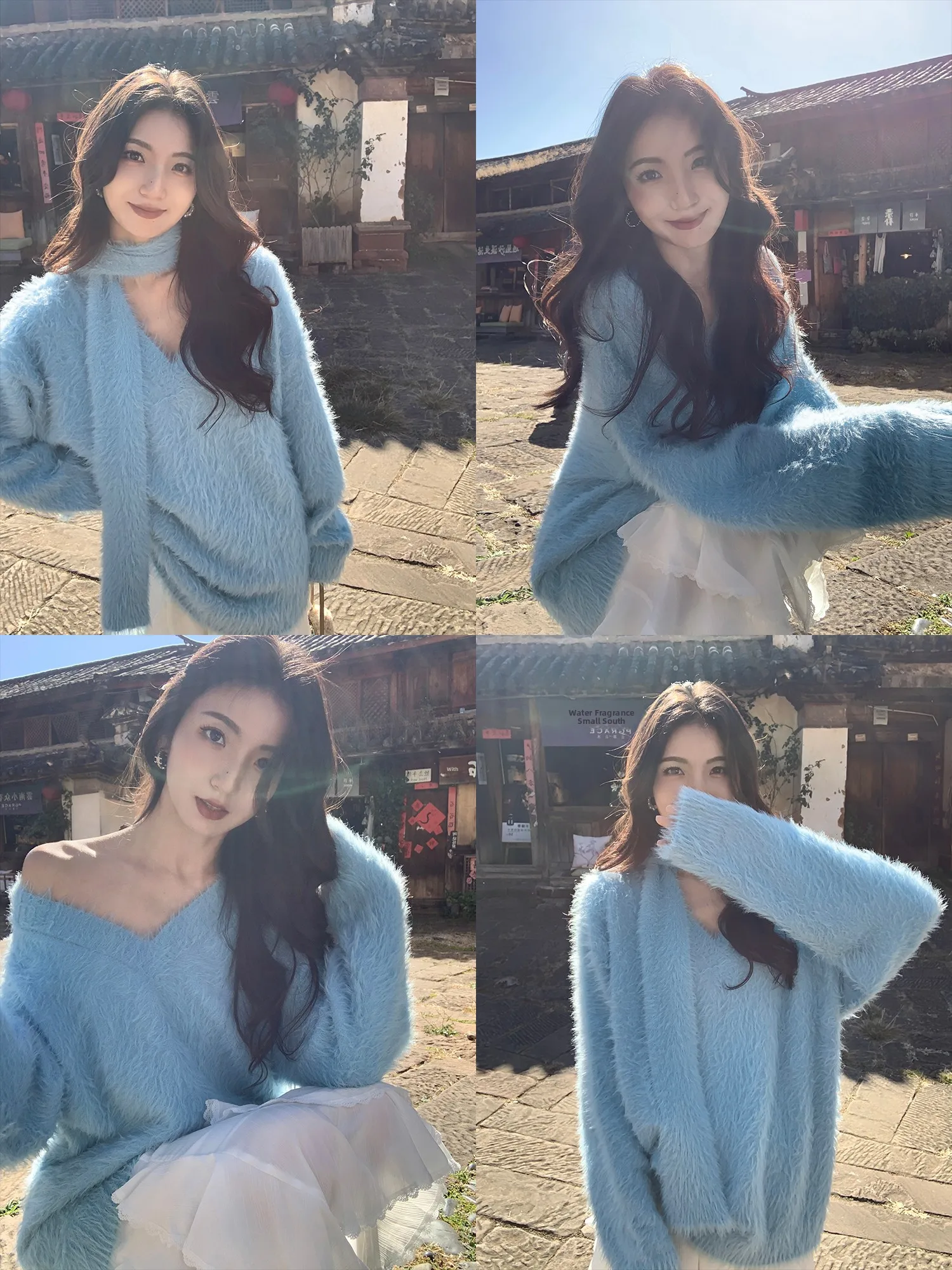 

Женский мягкий свитер Mulvan из искусственной норки с v-образным вырезом, повседневный свободный вязаный длинный зимний топ цвета люка