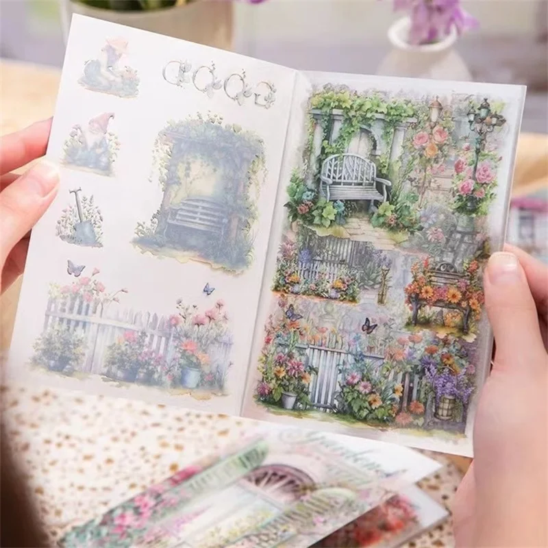 20pcs/pack Vintage Garden Small Study Stickers Book Creative Hand Account Collage Card Materials Stationery