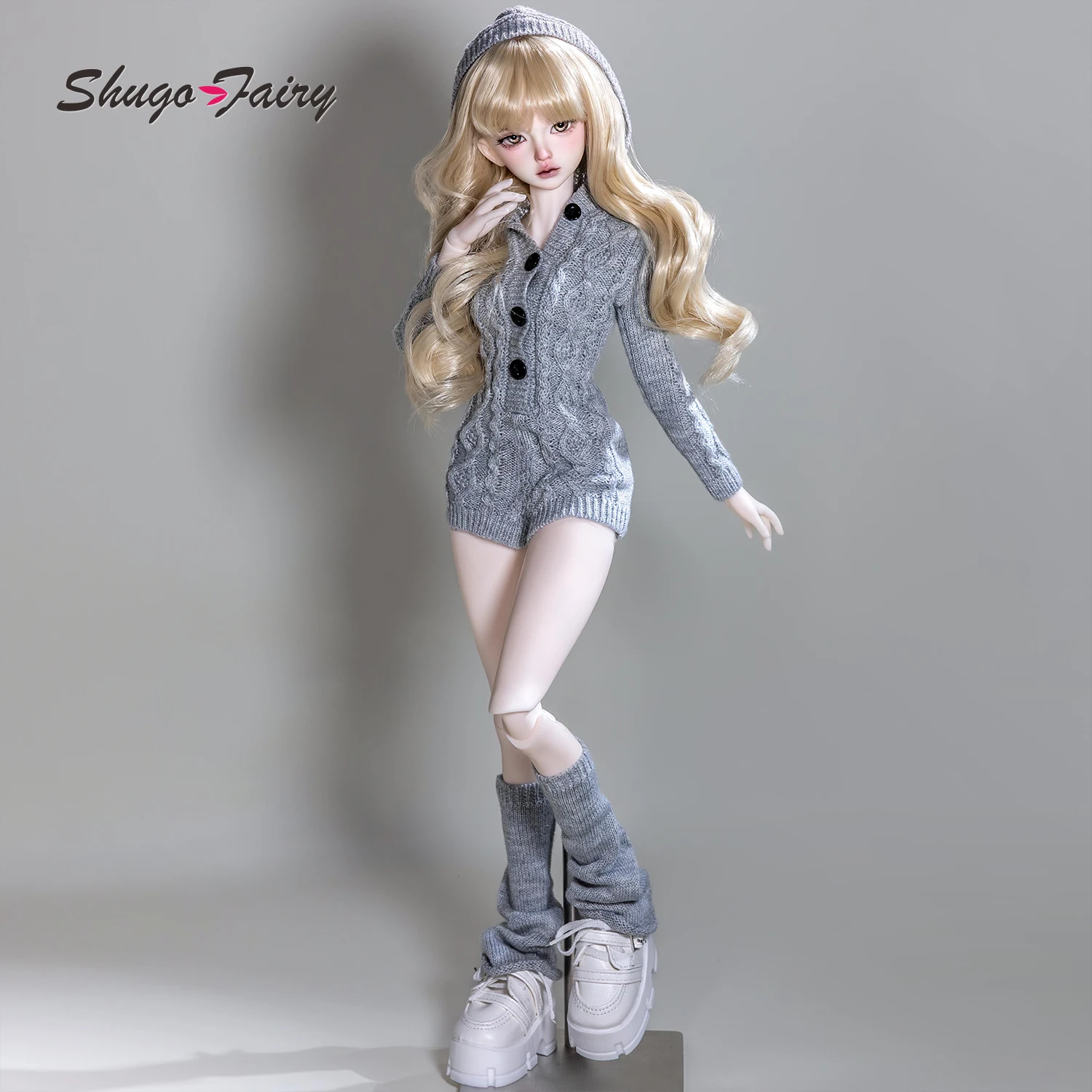 BJD 인형 1/4 카카 H 슈가페어리 MSD 풀세트 쿨 캐주얼 언인히비티드 레이디 후드 케이블 니트 스웨터 의상 볼 조인트 인형 썸네일 6
