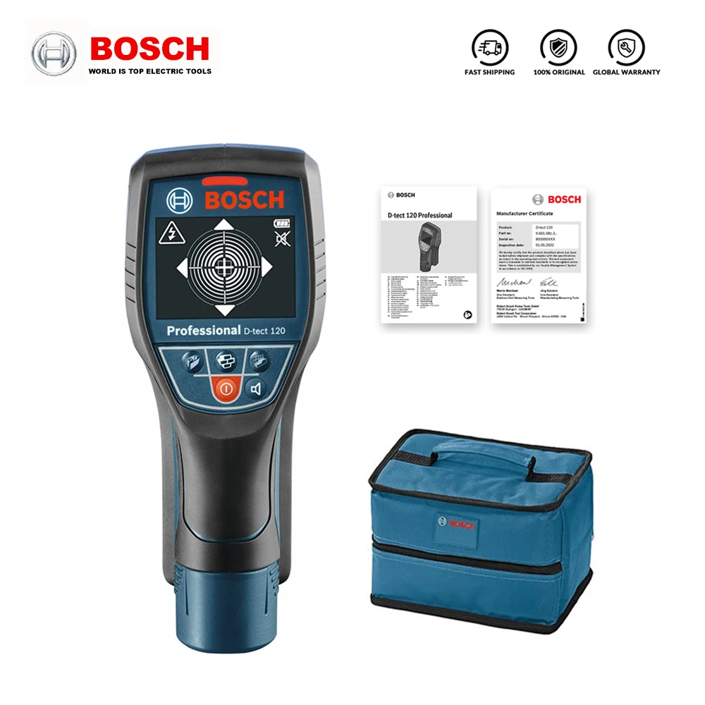 Bosch D-tect 120 Profissional à Prova Dágua Digital Detector de Metais Subterrâneo Scanner de Parede Ferramentas de Busca de Pinos de Alta Qualidade