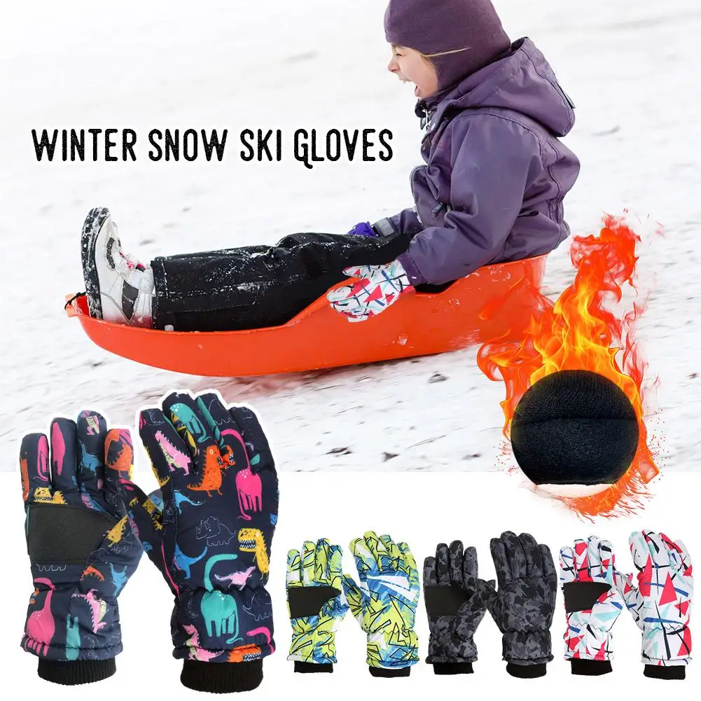 Thermal Ski Gloves Children Kids Winter Waterproof Warm Outdoor Snowboard Riding Snow Gloves For Girls Boys Cold Weather Q3N4