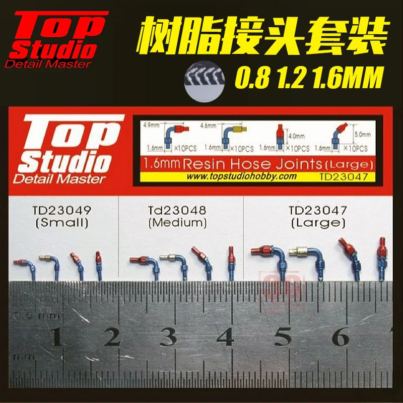 TopStudio TD23047-49 0.8mm/1.2mm/1.6mm Resin Hose Joints Model Details Parts for Motorcycles Model Hobby DIY Accessories