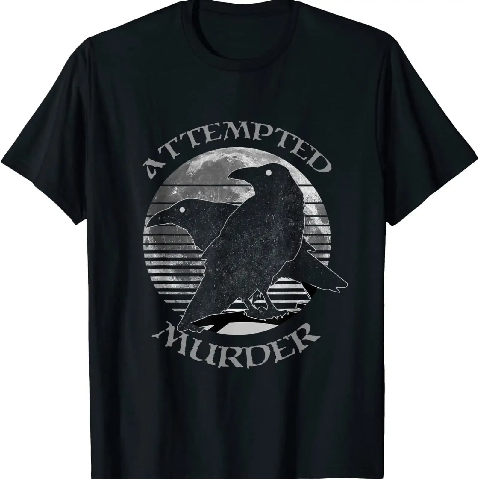 Raven Crow Retro Moon Attempted Murder Wiccan Pagan T Shirt Size S 5XL vintage Washed Soft homme designer clothes Unisex