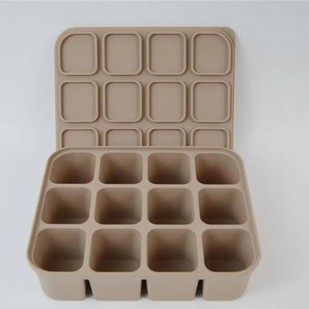 Life Improvement Ice Mold Silicone Ice Cube Tray with Lid -free Flexible Mold 12-cube Stackable Square Ice Mold Easy Release